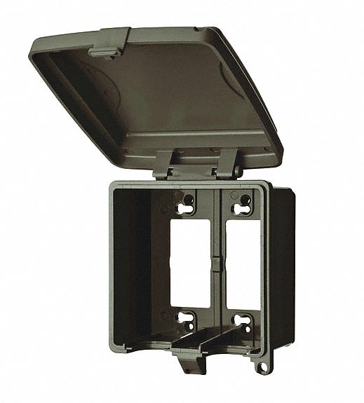 While In Use Weatherproof Cover: PVC, 3 23/64 in Dp, Vertical, 2 Gangs