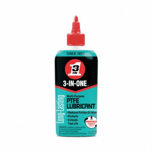 General Purpose Lubricant: -50° to 500°F, PTFE, 4 oz, Squeeze Bottle, Amber