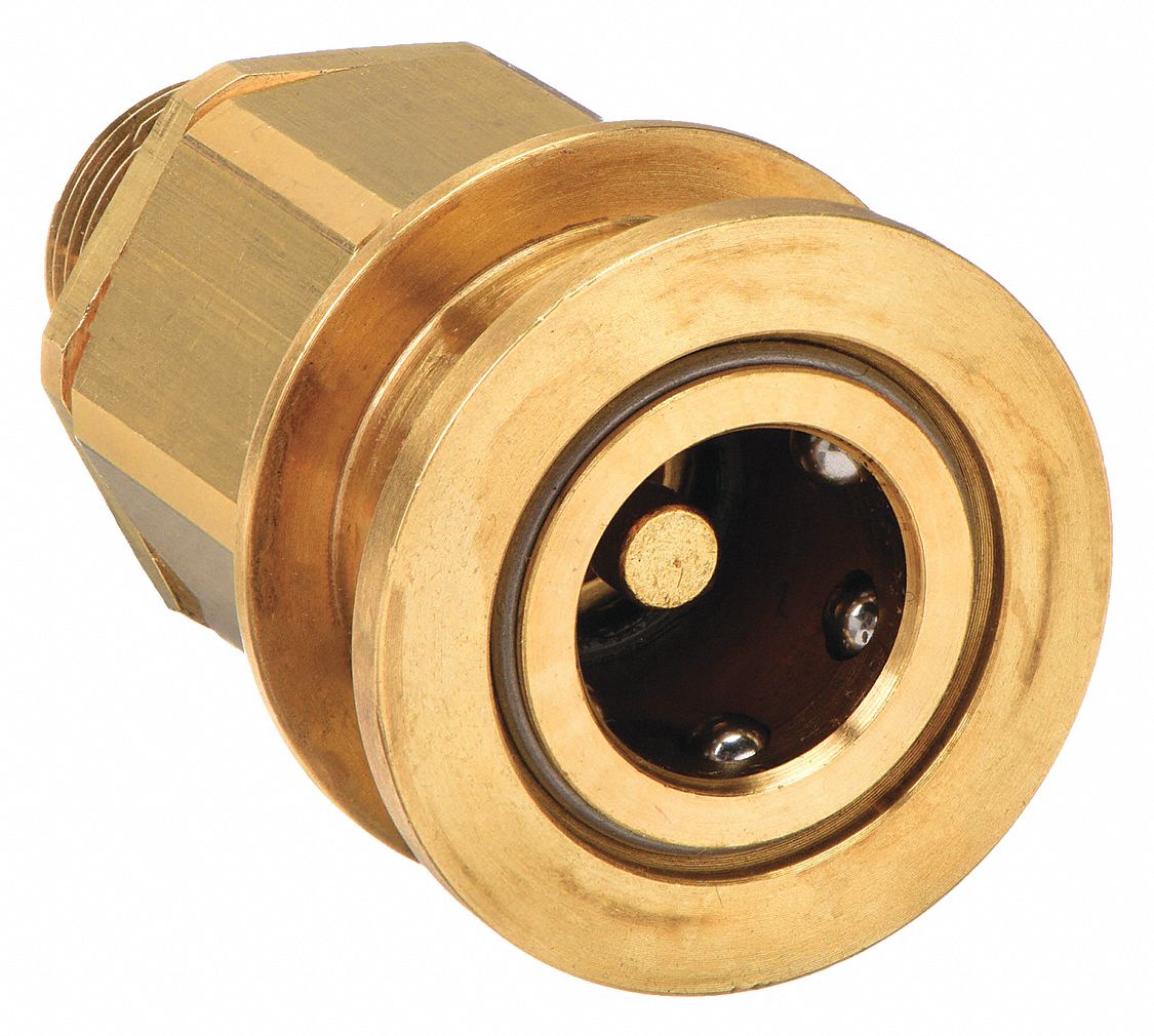 Hydraulic Quick Connect Hose Coupling: 3/8 in Coupling Size, Brass, Nitrile, Male NPTF