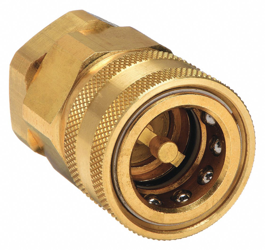 Hydraulic Quick Connect Hose Coupling: 3/4 in, Brass, 681.3 lpm Max. Flow Rate, Nitrile
