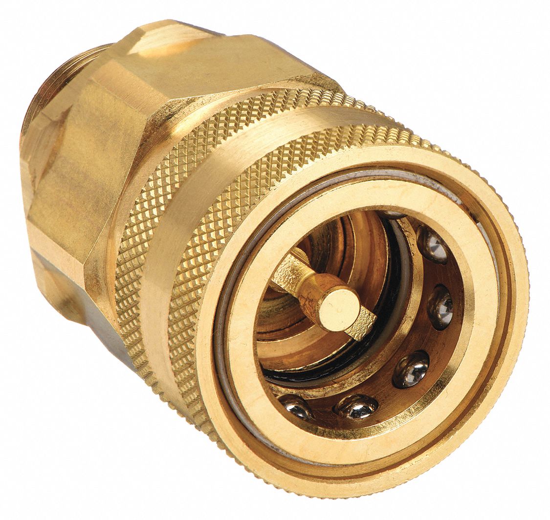 Hydraulic Quick Connect Hose Coupling: 3/4 in, Brass, 681.3 lpm Max. Flow Rate, Nitrile