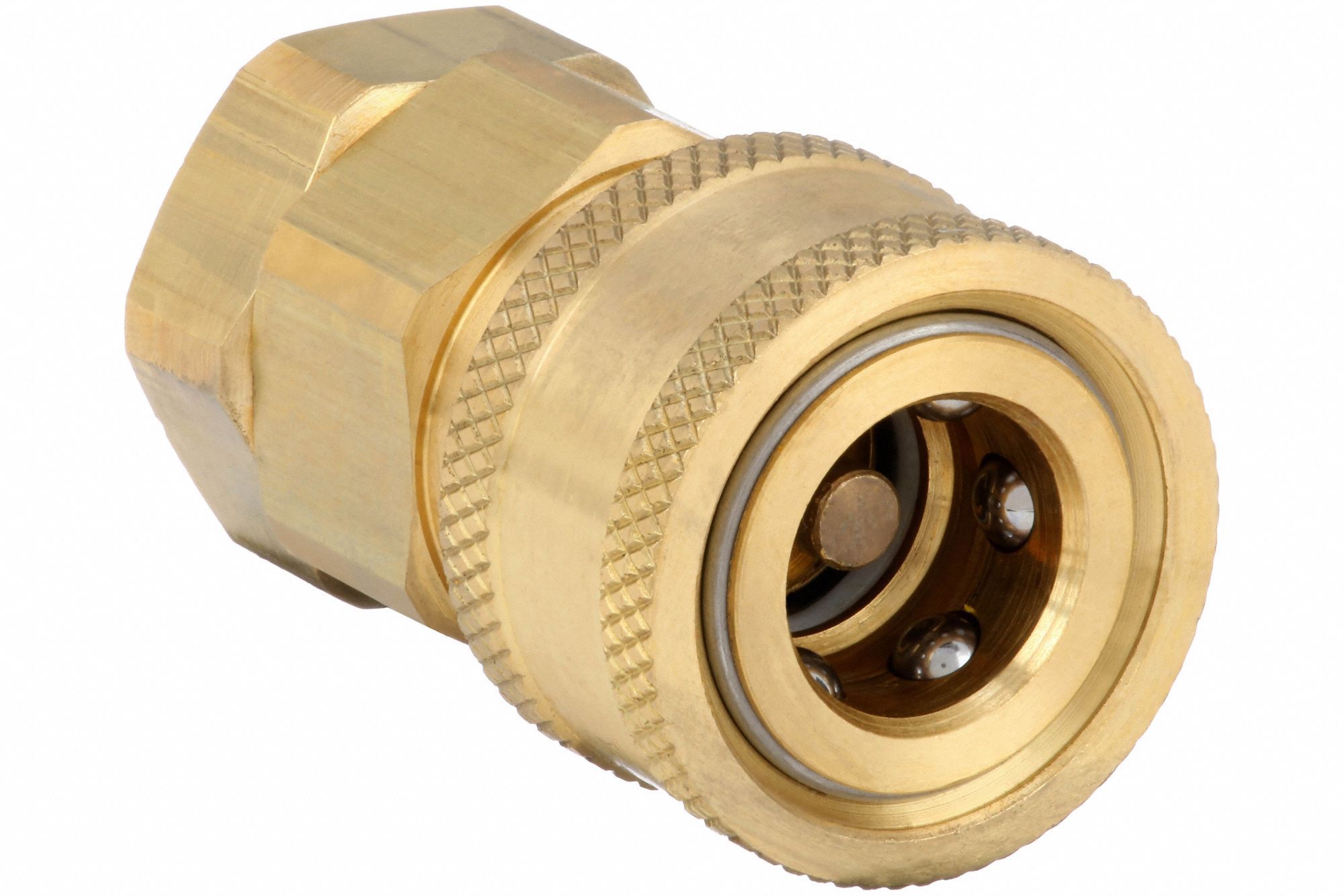 HYDRAULIC QUICK CONNECT HOSE COUPLING, ¼ IN COUPLING SIZE, BRASS, ¼