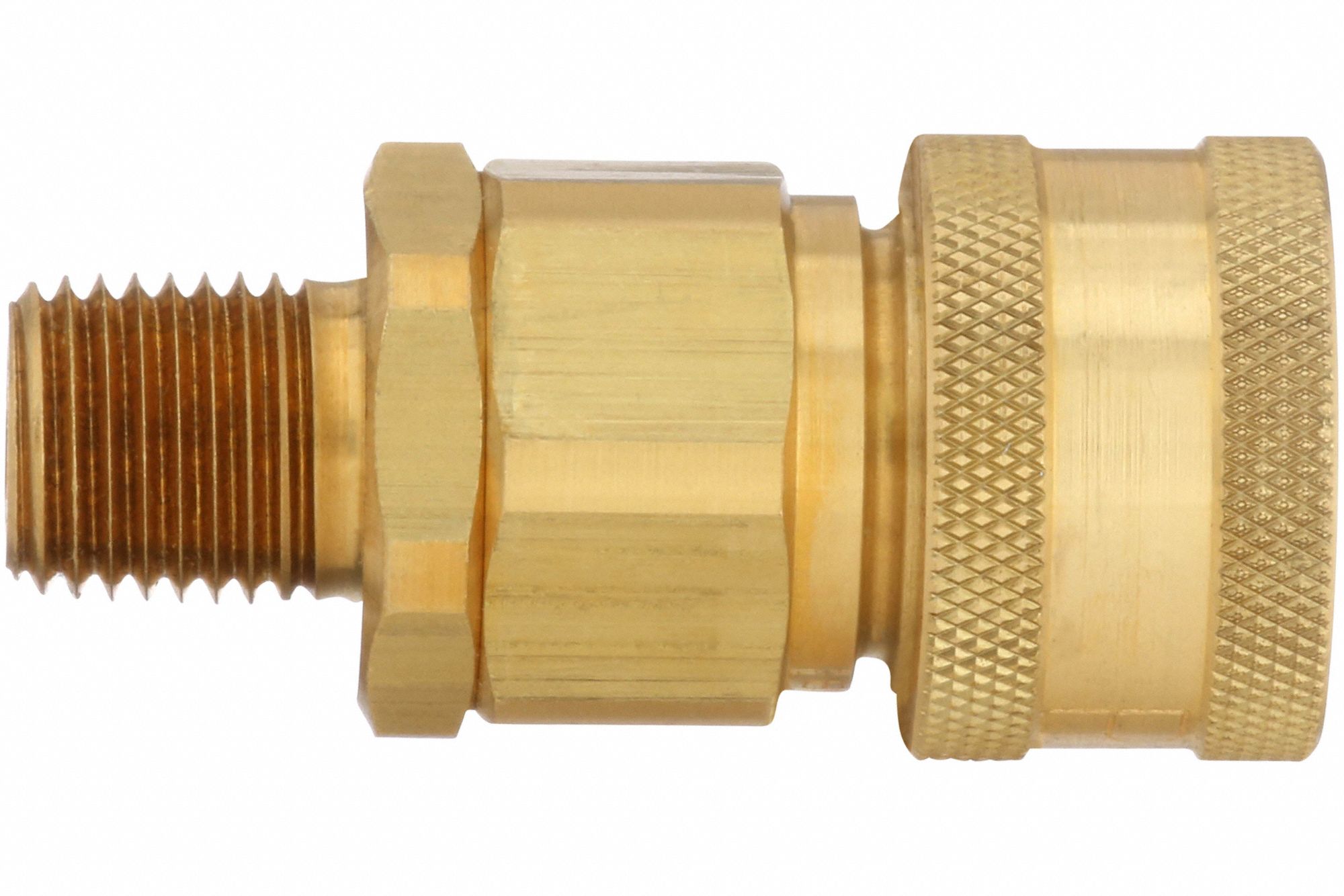 HYDRAULIC QUICK CONNECT HOSE COUPLING, ¼ IN COUPLING SIZE, BRASS, ¼"-18 THREAD SIZE