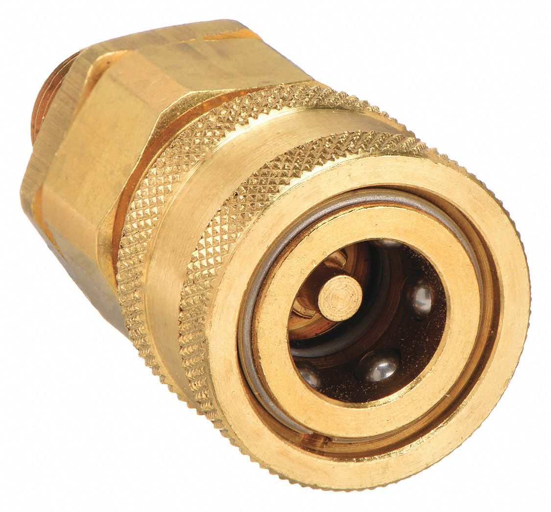 Hydraulic Quick Connect Hose Coupling: 1/4 in, Brass, 208.18 lpm Max. Flow Rate, MNPT