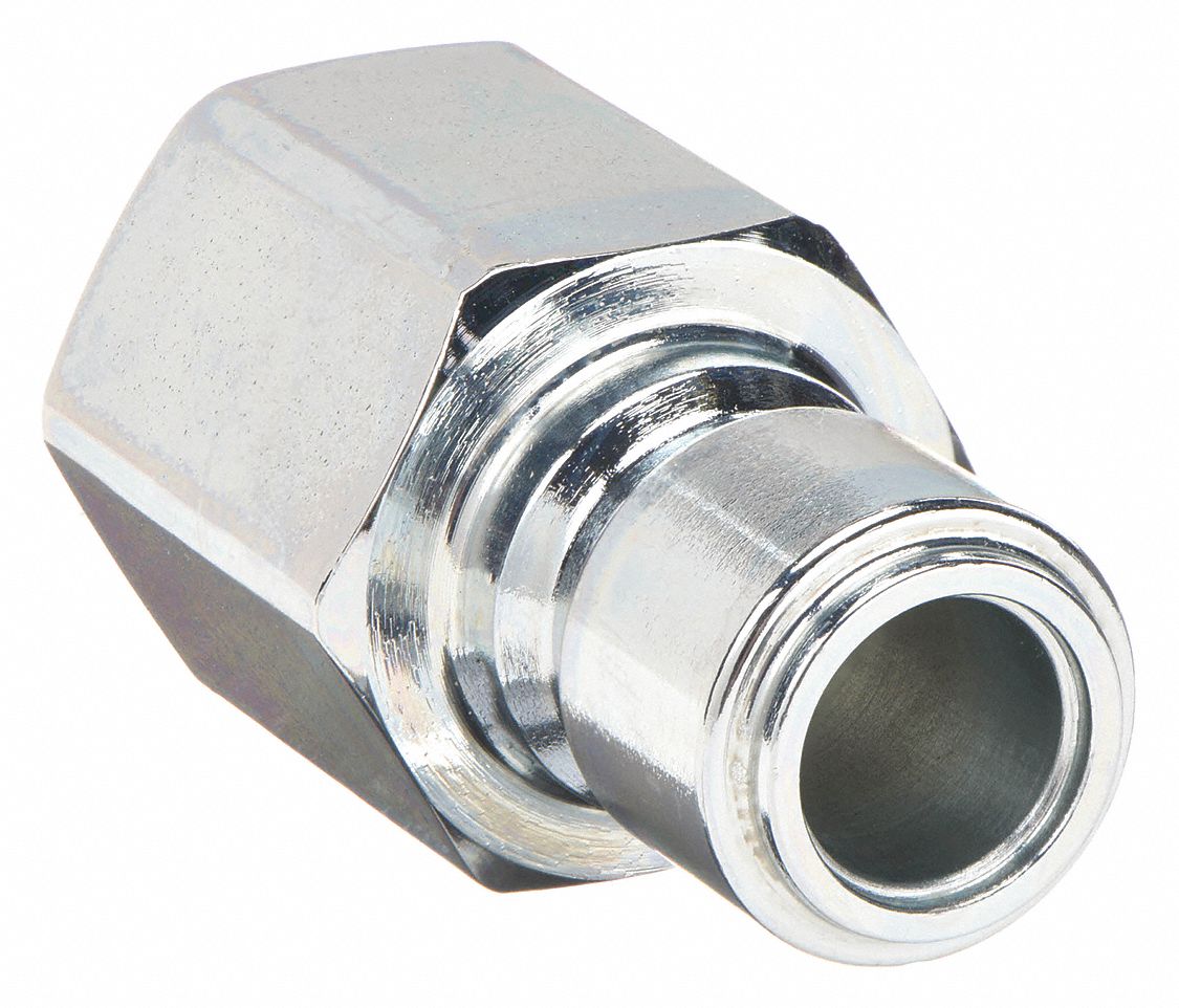 Hydraulic Quick Connect Hose Coupling: 3/8 in Coupling Size, Steel, Nitrile, Female NPTF