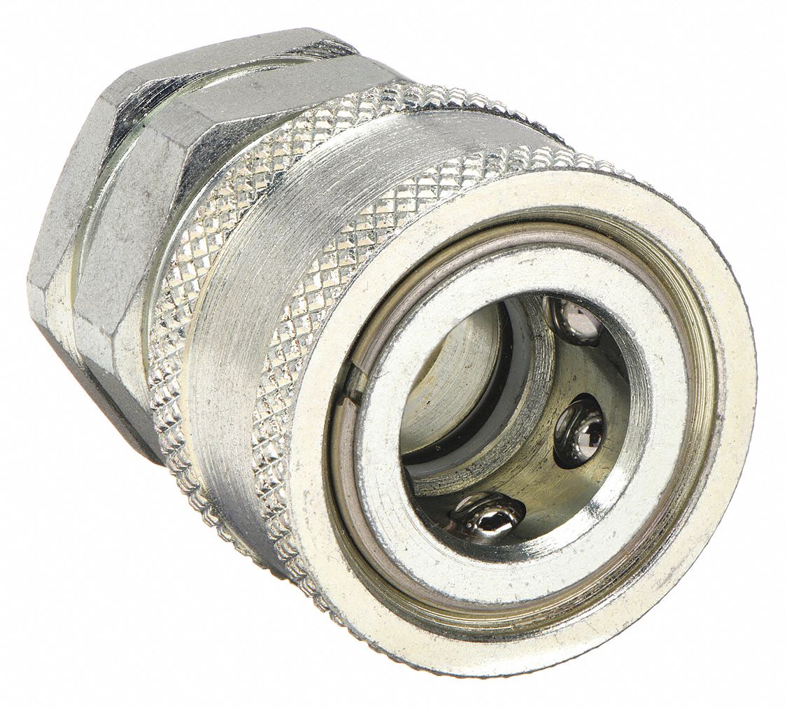Hydraulic Quick Connect Hose Coupling: 1/4 in, Steel, 14.38 lpm Max. Flow Rate