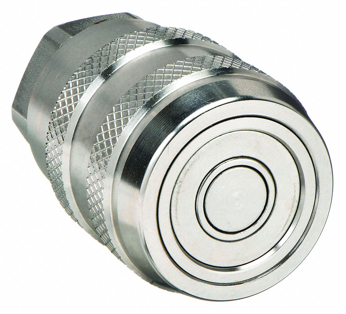 Hydraulic Quick Connect Hose Coupling: 1 in Coupling Size, 316 Stainless Steel, Fluorocarbon