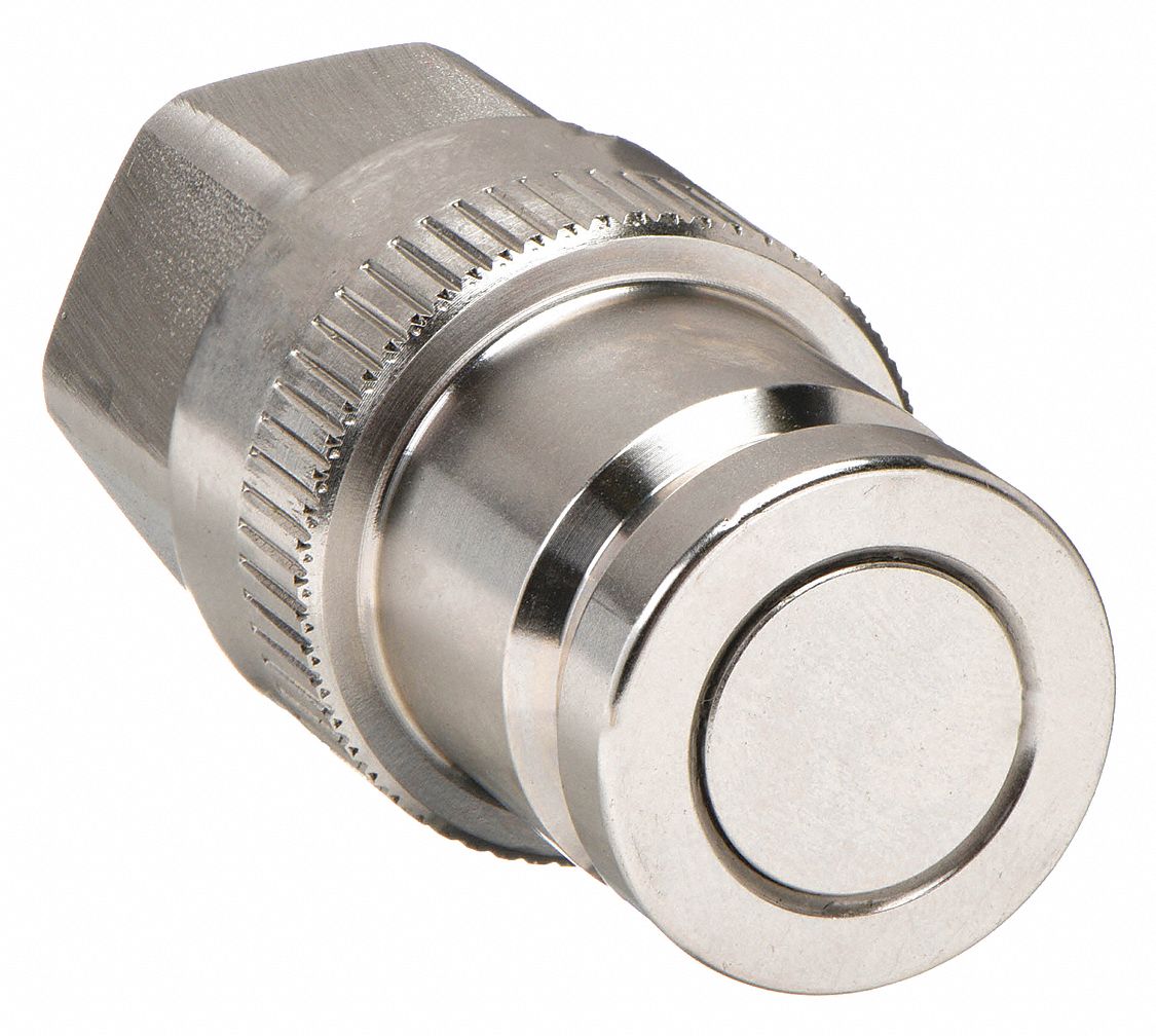 Hydraulic Quick Connect Hose Coupling: 3/8 in Coupling Size, High Pressure Stainless Steel