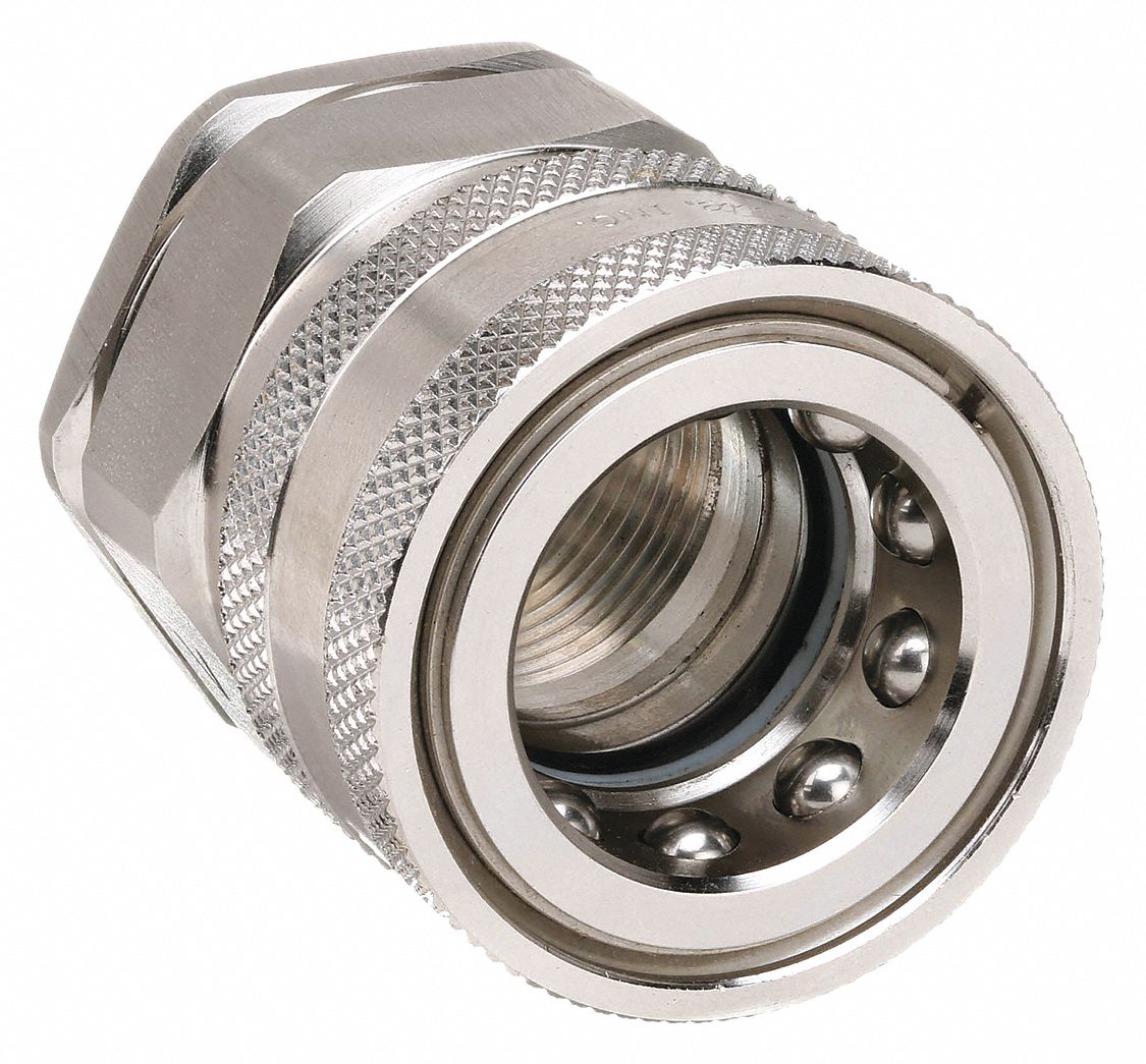 HYDRAULIC QUICK CONNECT HOSE COUPLING, ¾ IN COUPLING SIZE, 316 STAINLESS STEEL, MALE