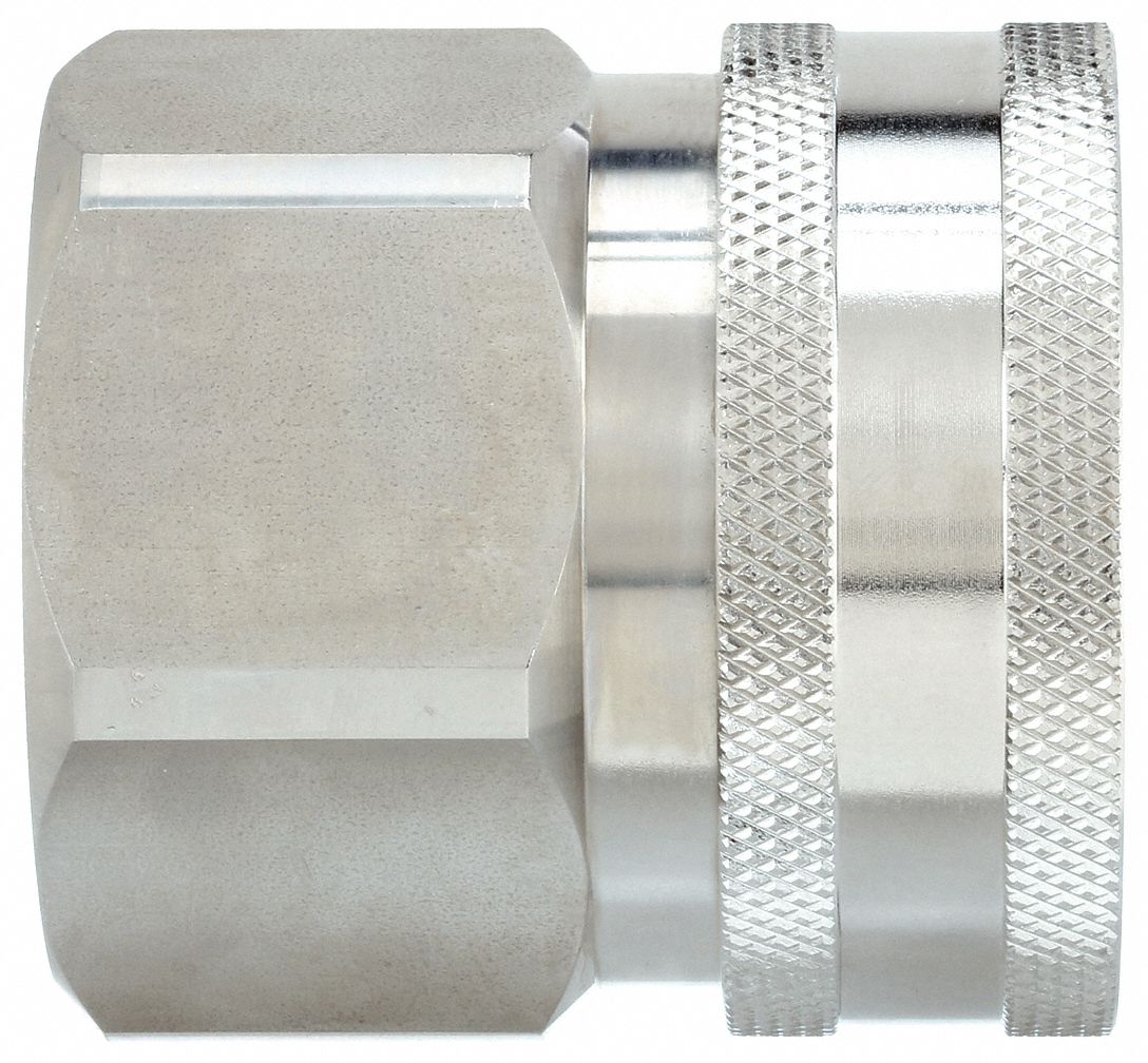 HYDRAULIC QUICK CONNECT HOSE COUPLING, 1½ IN COUPLING SIZE, 316 STAINLESS STEEL, FEMALE
