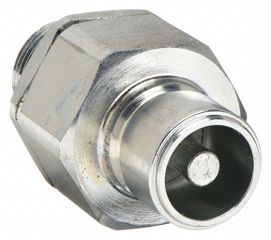 Hydraulic Quick Connect Hose Coupling: 3/4 in Coupling Size, Steel, Nitrile, Male NPTF