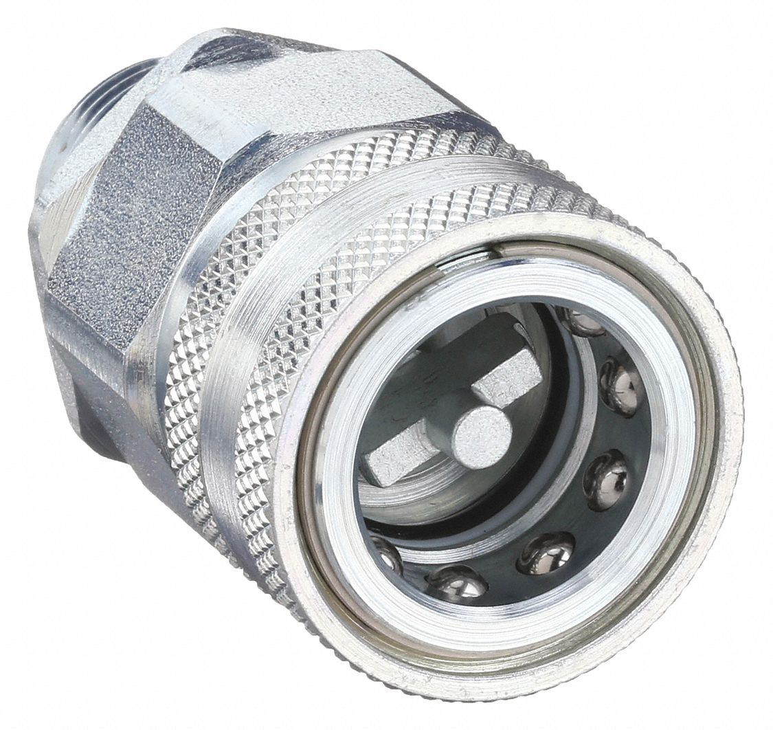HYDRAULIC QUICK CONNECT HOSE COUPLING, ⅜ IN COUPLING, STEEL, ⅜