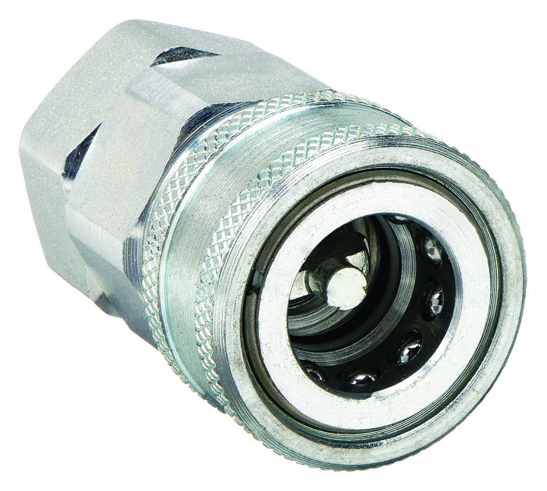 HYDRAULIC QUICK CONNECT HOSE COUPLING, ¼ IN COUPLING SIZE, STEEL, 7/16