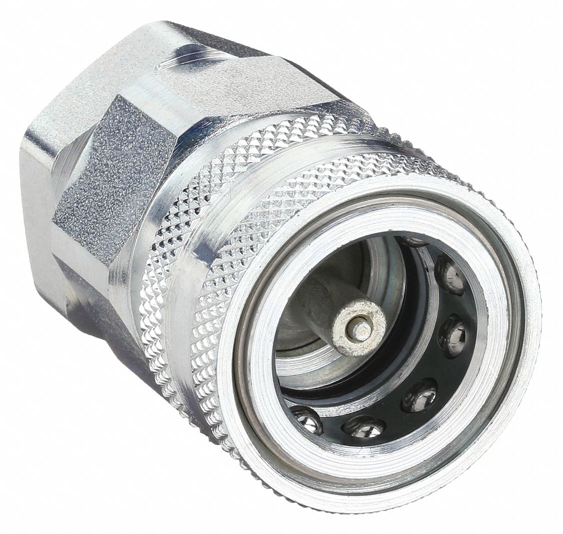 Hydraulic Quick Connect Hose Coupling: 1/2 in Coupling Size, Steel, 53 lpm Max. Flow Rate