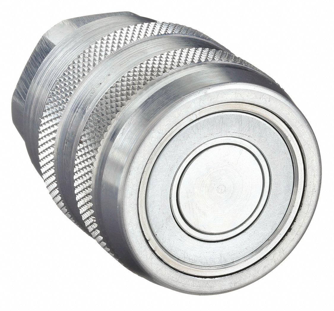 Hydraulic Quick Connect Hose Coupling: 3/4 in Coupling Size, Steel, Nitrile, Female NPTF