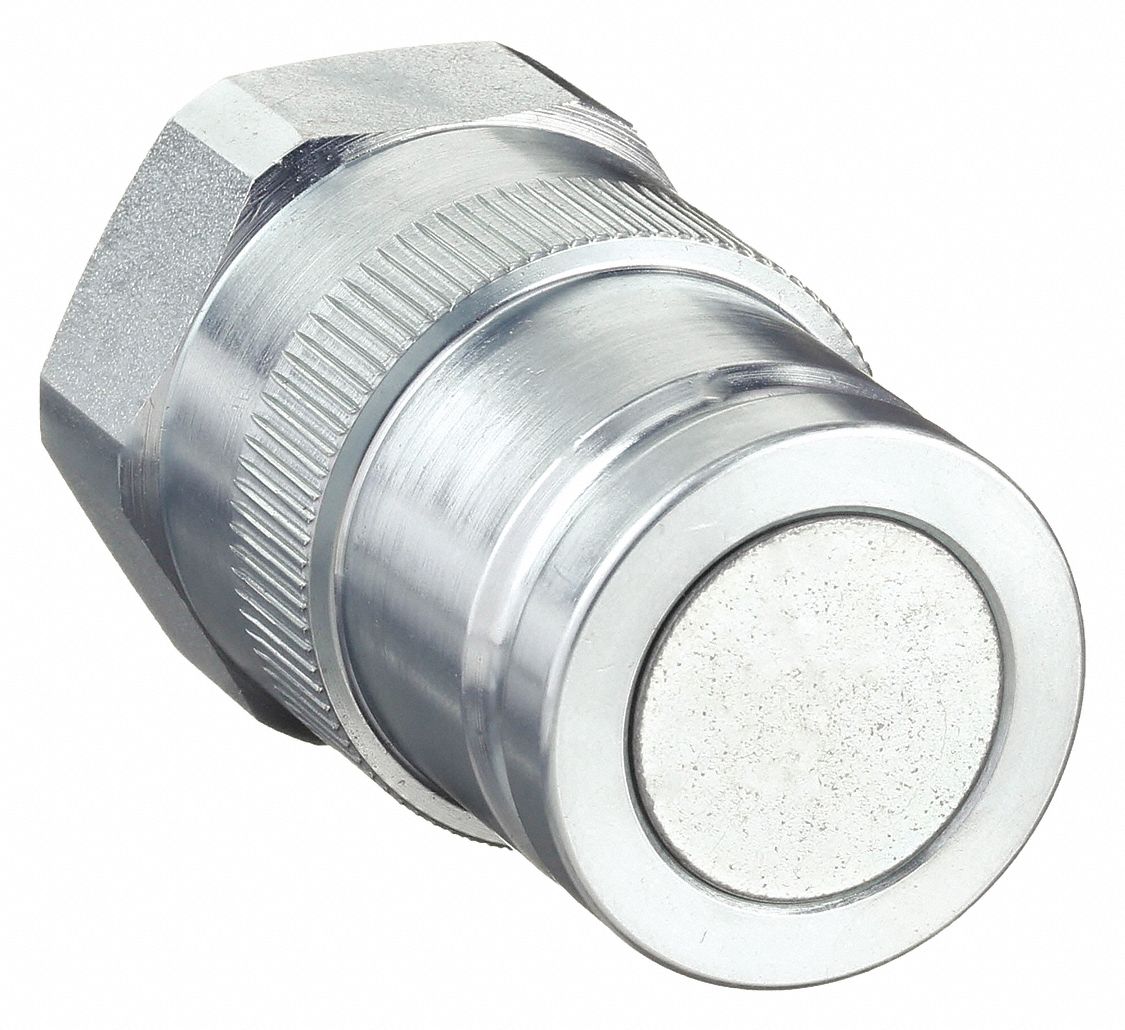 Hydraulic Quick Connect Hose Coupling: 1/4 in Coupling Size, Steel, Fluorocarbon, Female NPTF