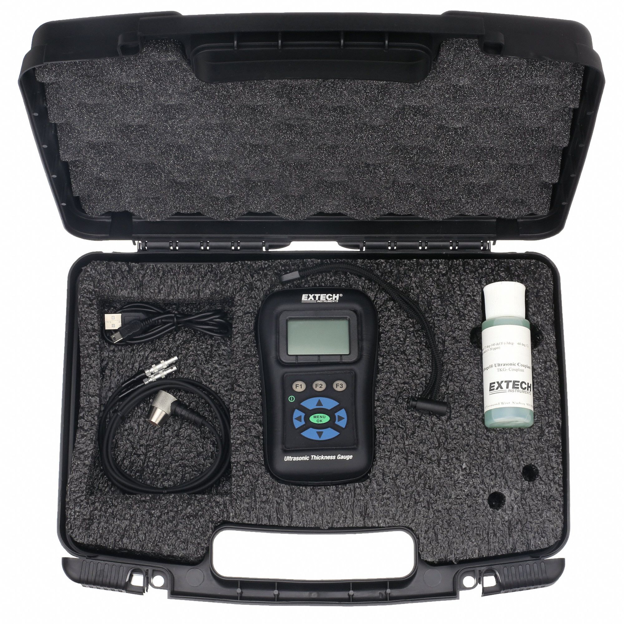 EXTECH Digital Ultrasonic Thickness Gauge NIST, Steel, 0.040 in to 20