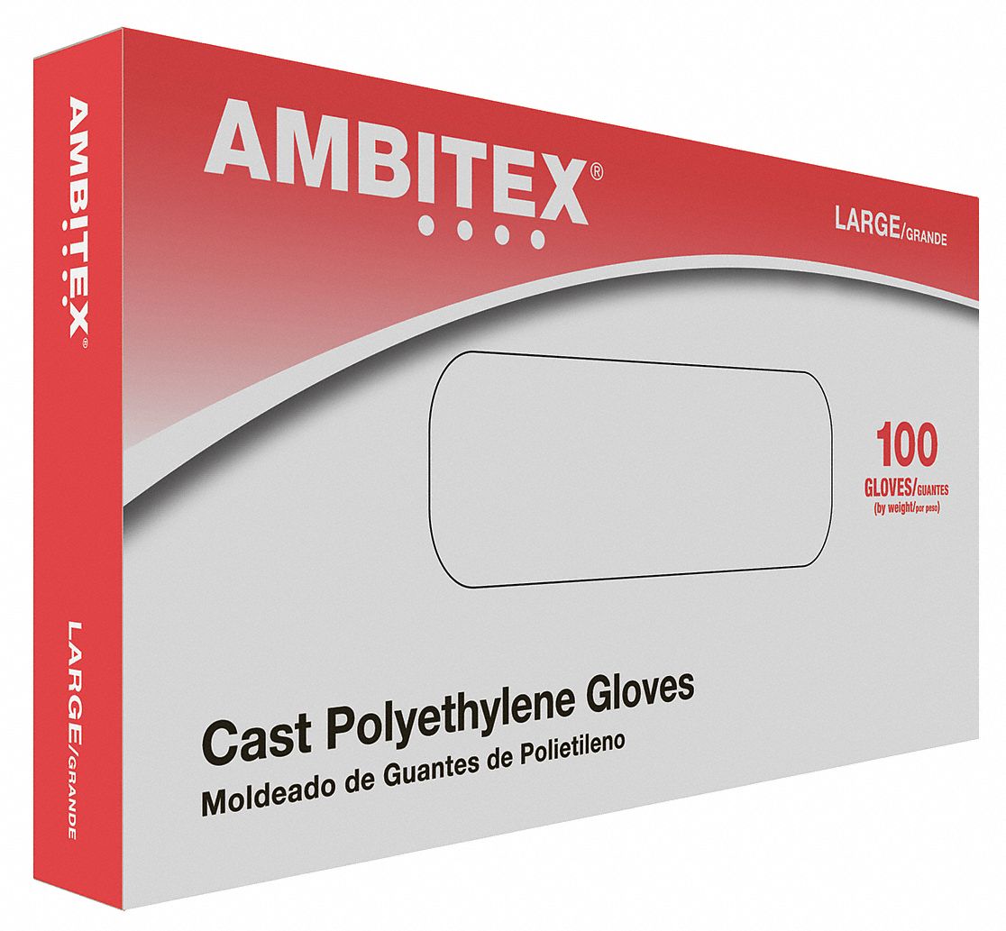 Disposable Gloves,Polyethylene,XL,PK100