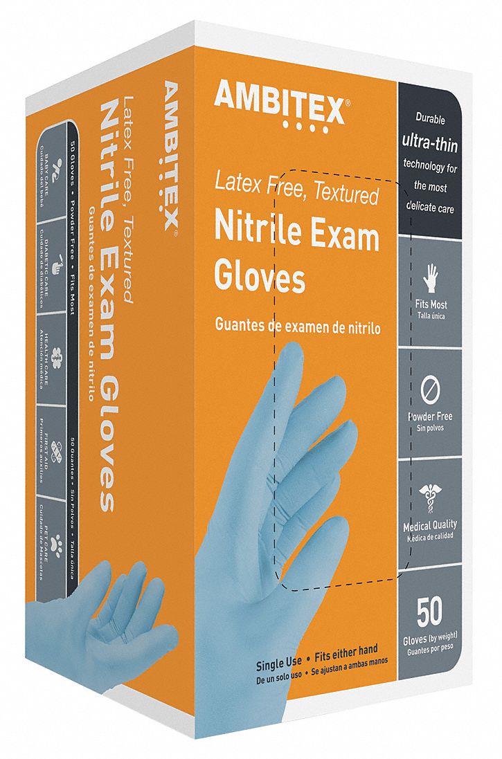 Disposable Gloves,Nitrile,One Size,PK50