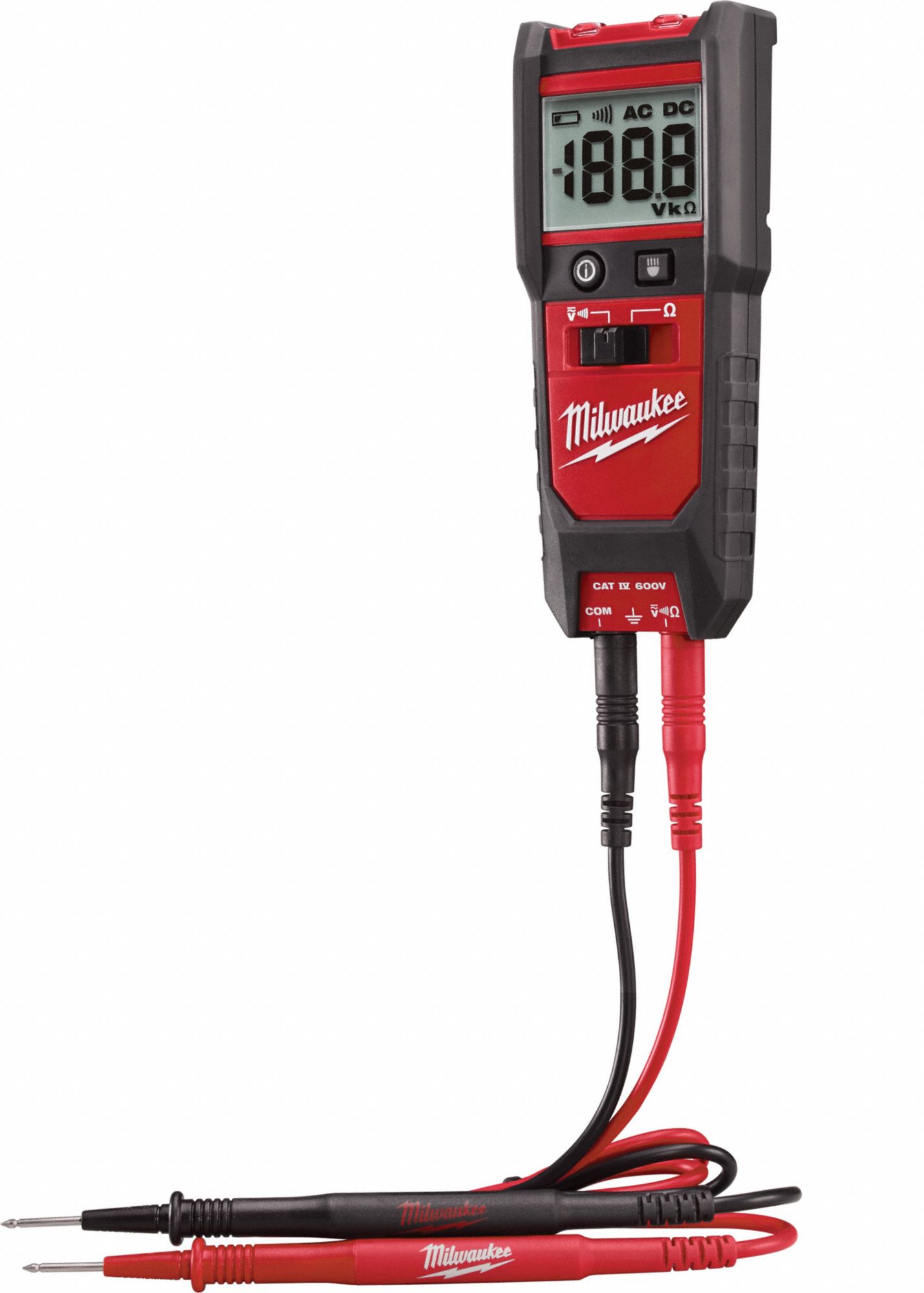 MILWAUKEE Electrical Tester, 600VAC/DC, LCD and LED 20LN64221320