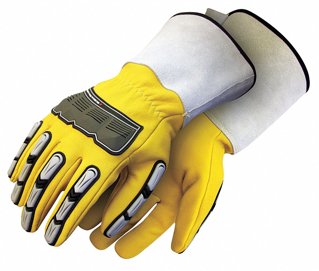 GANTS EN CUIR,M (8),CUIR DE CHÈVRE HAUT DE GAMME,DOIGT ENTIER,NIVEAU ANSI IMPACT 2