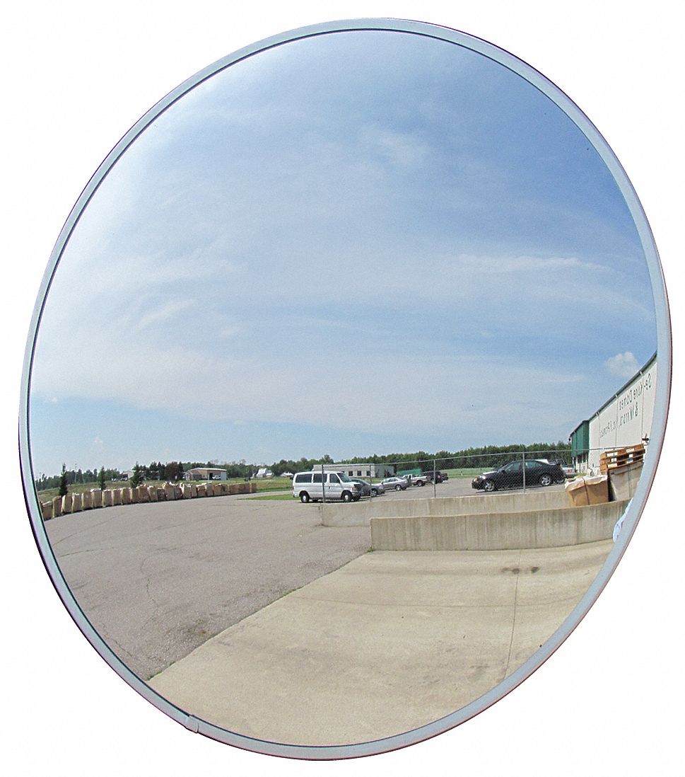 GRAINGER APPROVED Circular Indoor/Outdoor Convex Mirror, 160 ° Viewing Angle, 36 ft Approx