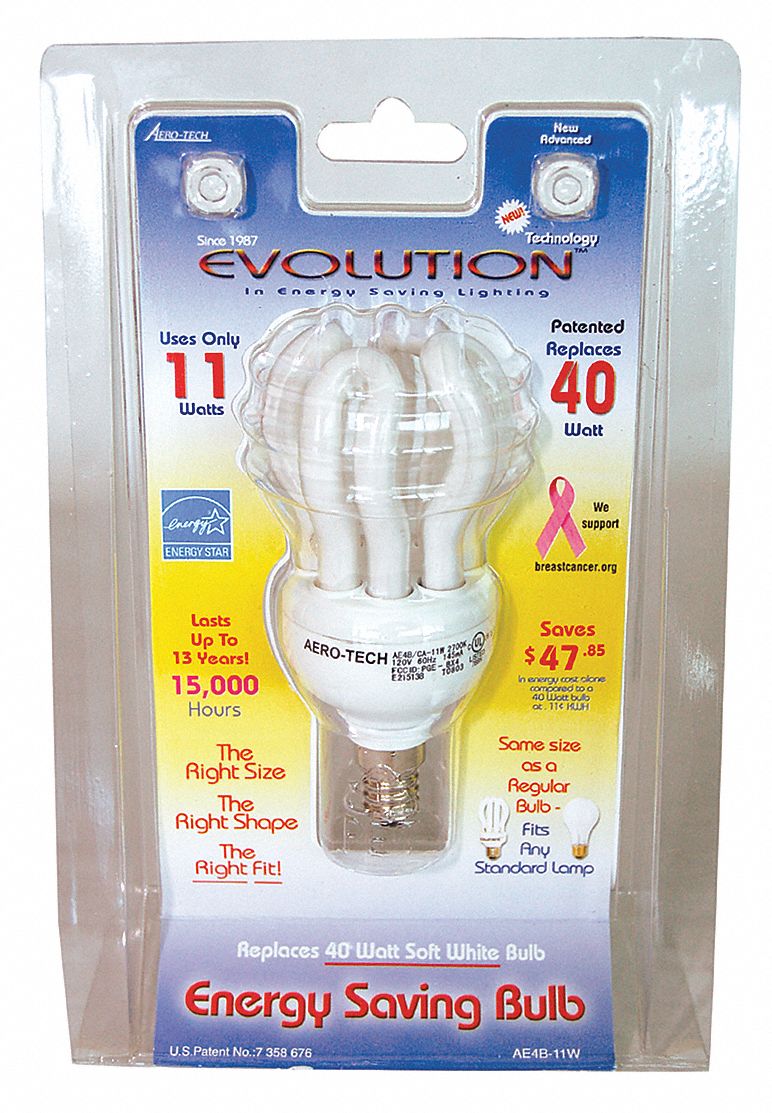 Screw-In CFL Bulb: (A) Classic, 11 W Watt, 40 W Incandescent Watt Equivalency, AE4B/CA-11W
