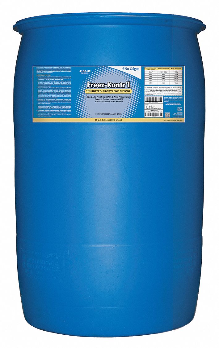 Freeze Protectant: Freez-Kontr'l, 70% Concentration, Blue, 55 gal Drum, -60°F to 230°F