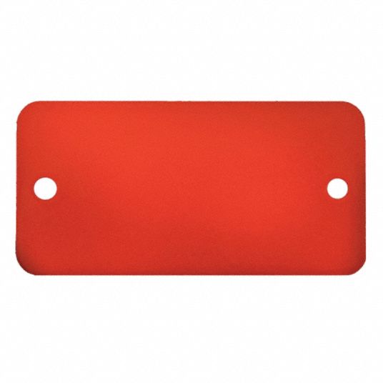 C.H. HANSON Blank Tag: Aluminum, Red, 0.04 in Thick, Rectangle, 2 in Wd ...