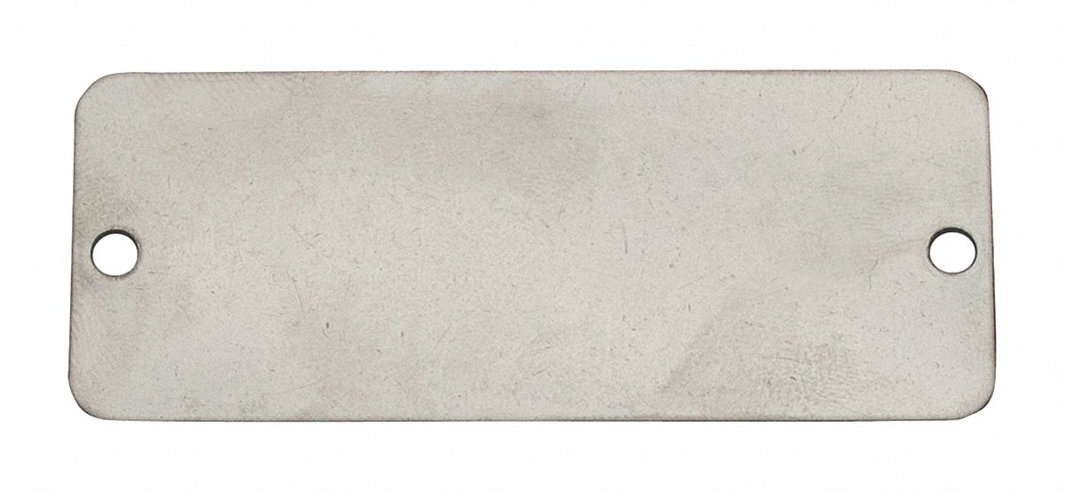 Blank Tag, SS, 1in H, 2 1/2in W, Silver, PK10