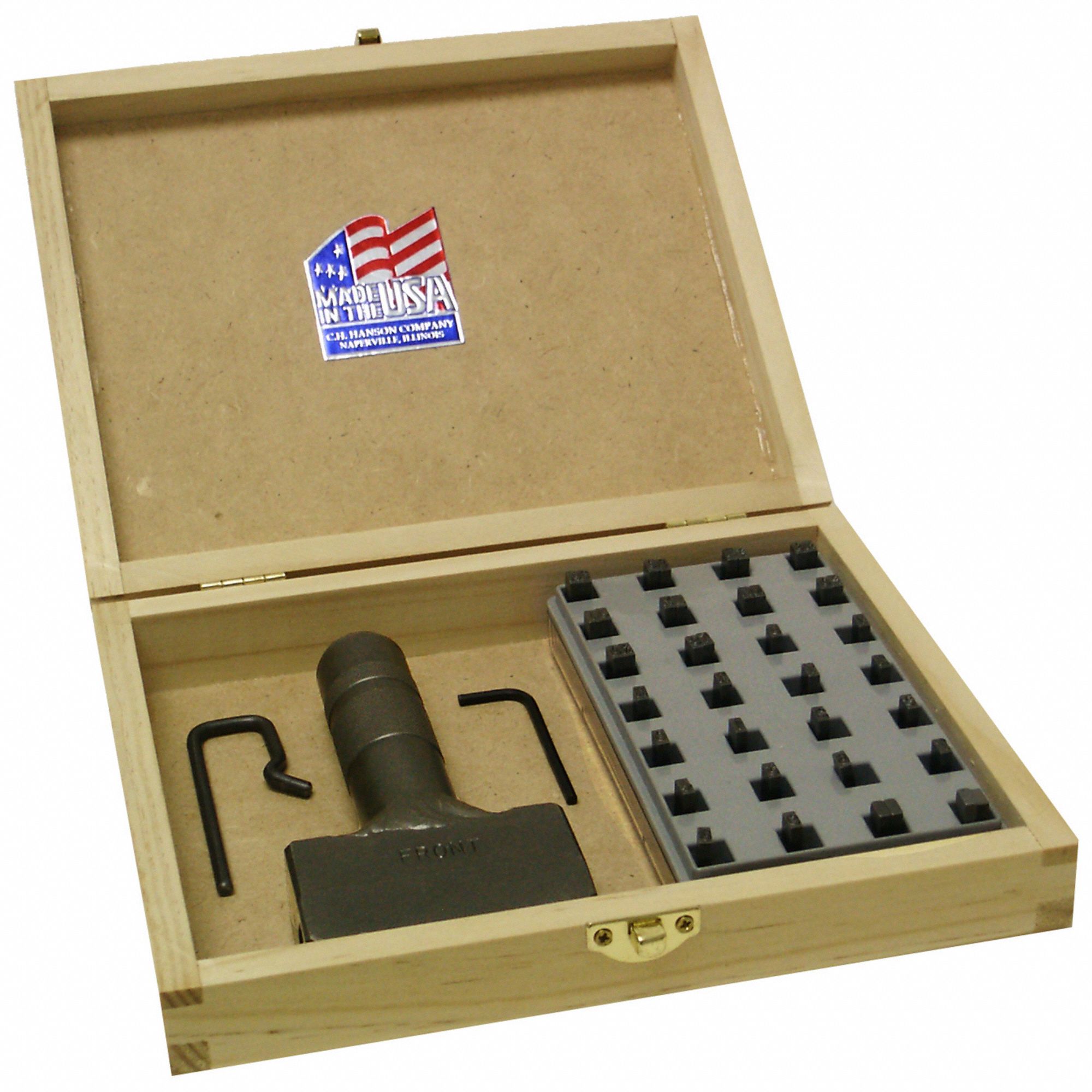 Hand Stamp Kit: 1/16 in Character Ht, 1 in Shank Lg, Steel, (3) Blank ( )
