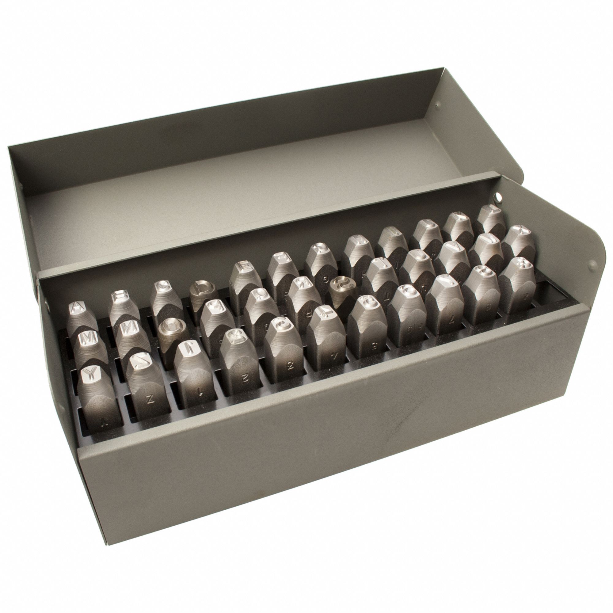 Hand Stamp Kit: Ampersand (&)/A to Z, 3/8 in Character Ht, 2 3/4 in Shank Lg