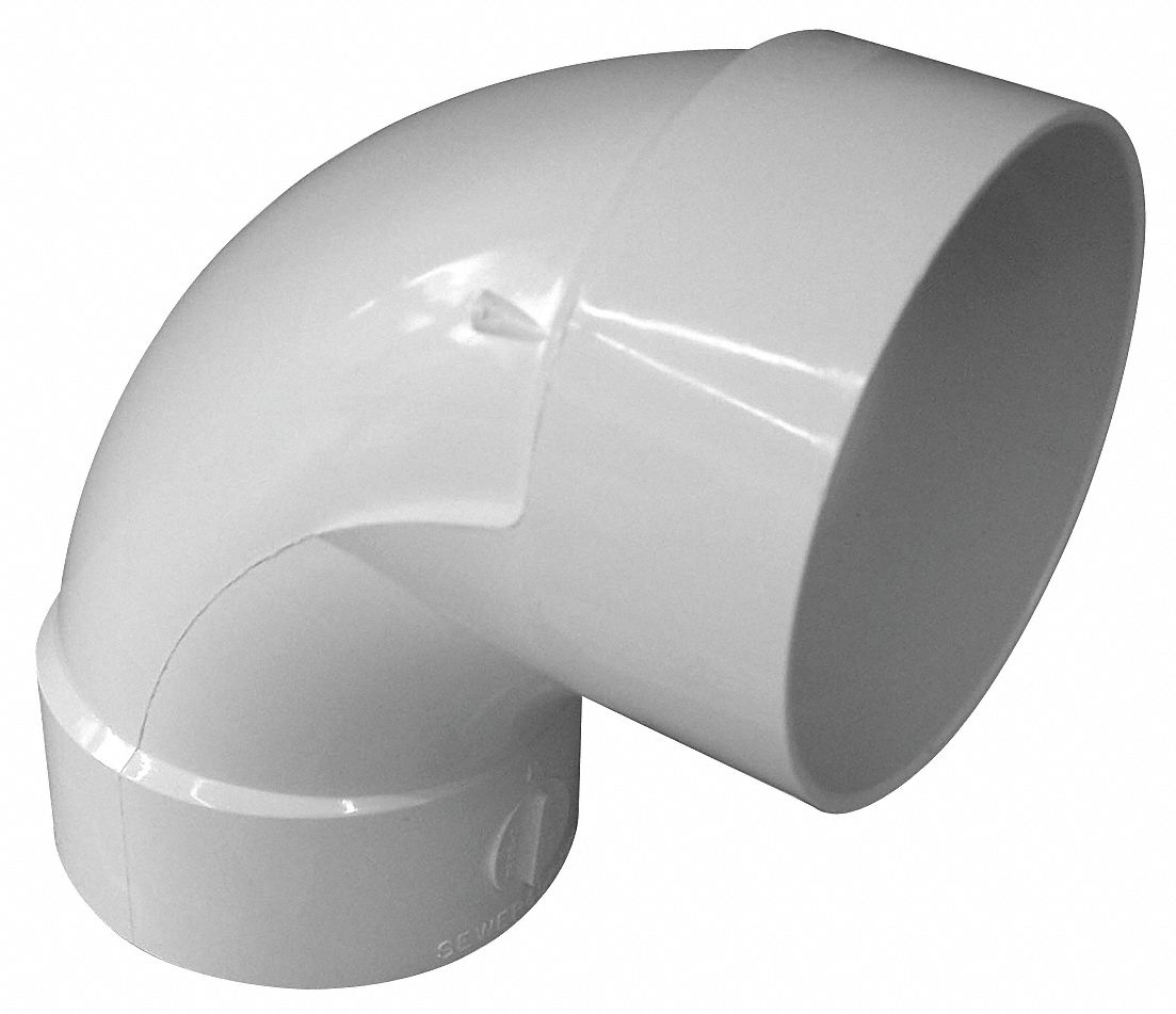GENOVA PVC Sanitary Elbow, 90 Degrees, Hub, 4 in Pipe Size Pipe