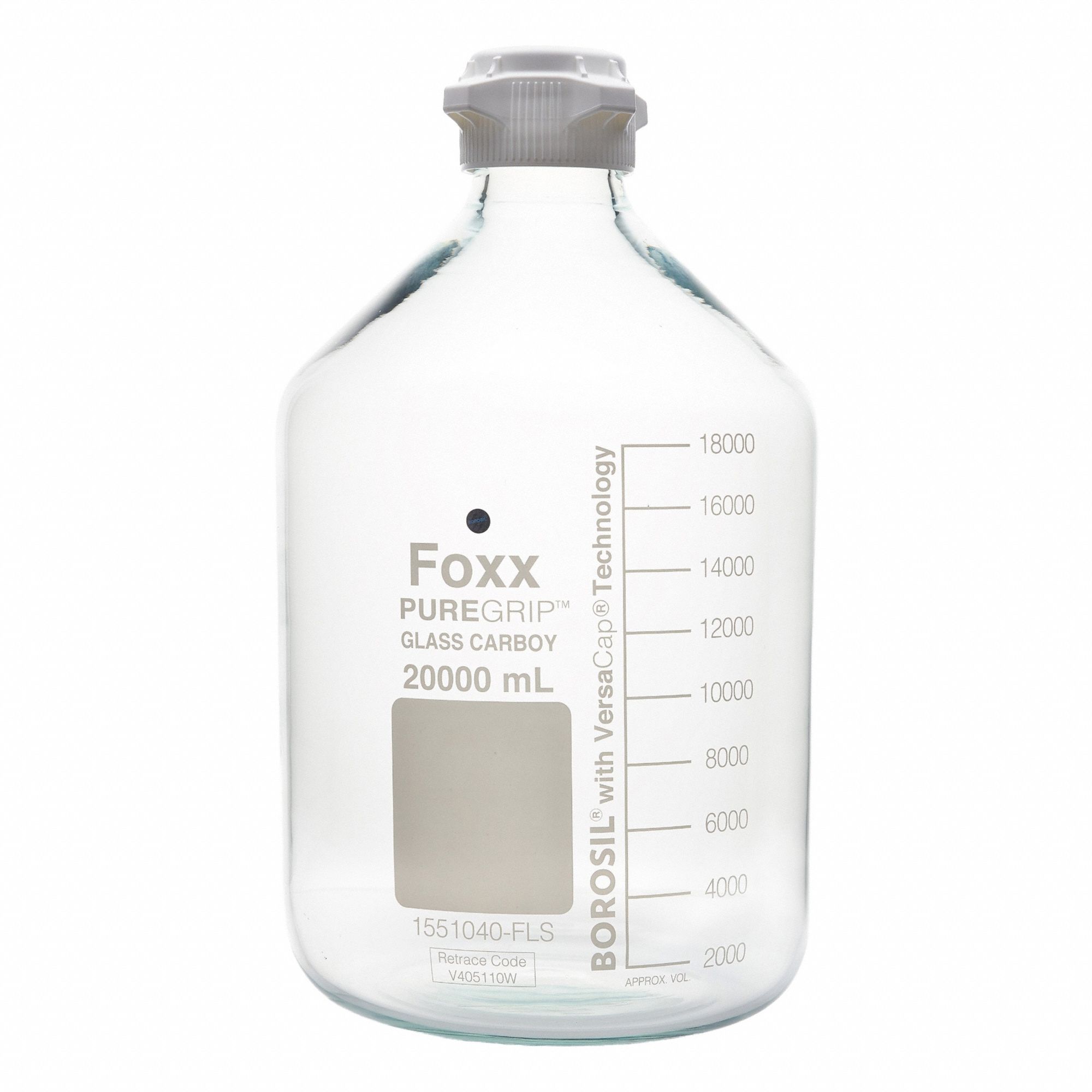 Glass Jugs: Colorless, Borosilicate Glass, 20 L, 290 mm, Includes Closure