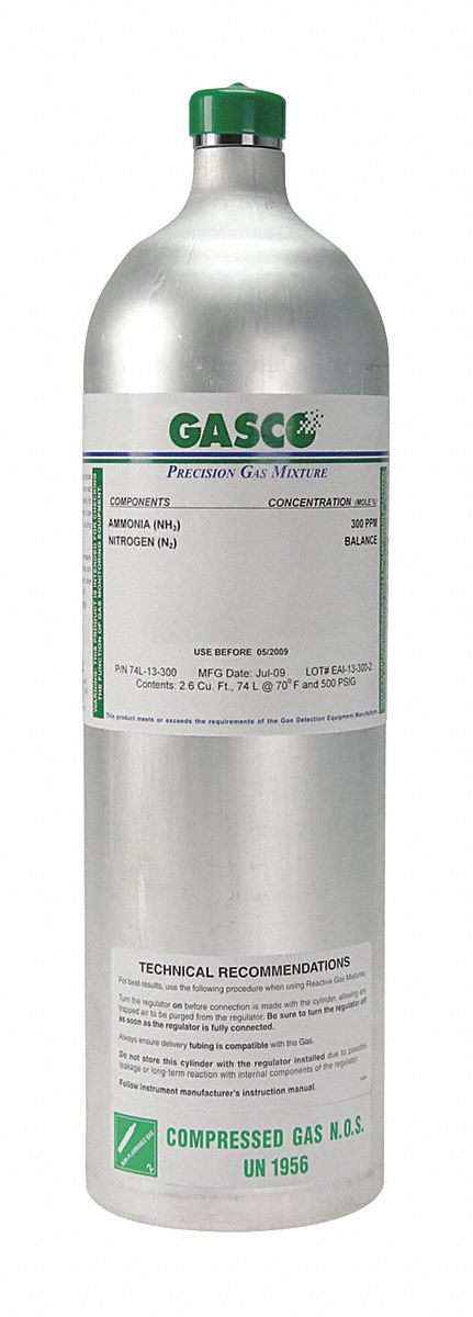 Calibration Gas: Nitrogen, Disposable, +/-5% Accuracy, SO2, Calibration Gas, Calibration Gas