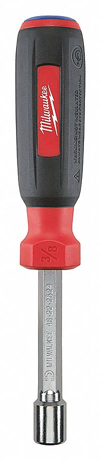 HOLLOW HEX SHANK NUT DRIVER, 3/8 IN TIP SIZE, 7 IN OVERALL L, 3 IN BOLT CLEARANCE, SAE