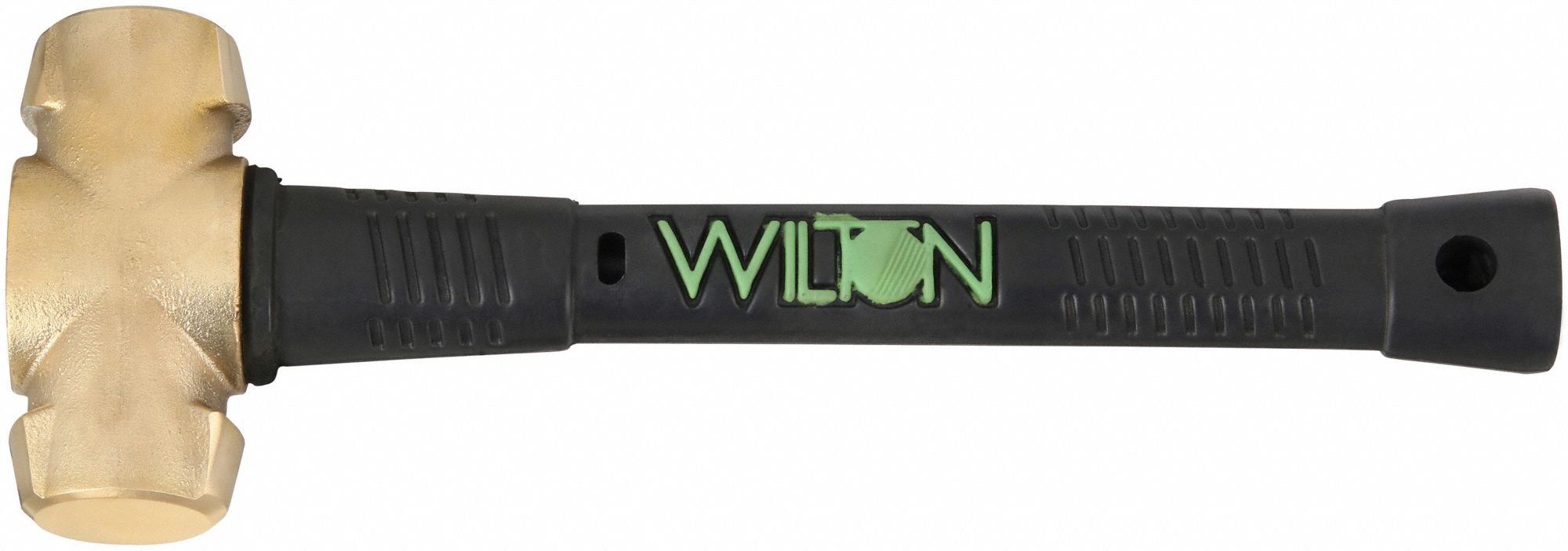 Soft-Face Sledge Hammer: Brass, Steel Handle, 6 lb Head Wt, 1 3/4 in Dia, 18 in Overall Lg, Brass