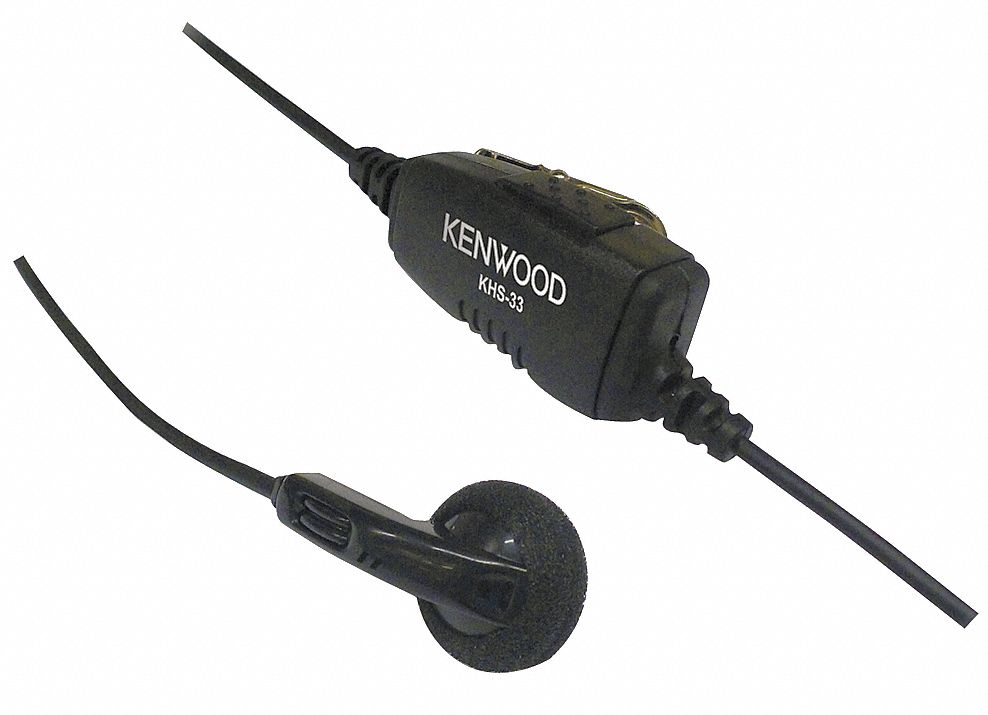 KENWOOD Earbud 20PF27, Black, Push To Talk 20PF32KHS33 Grainger