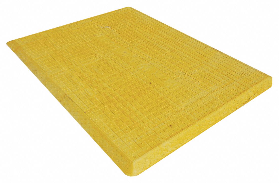 Trench Cover: 4, 410 lb Wt Capacity, For 35 in Max Hole Wd, Fluorescent Yellow, 63 in Lg, Rectangle