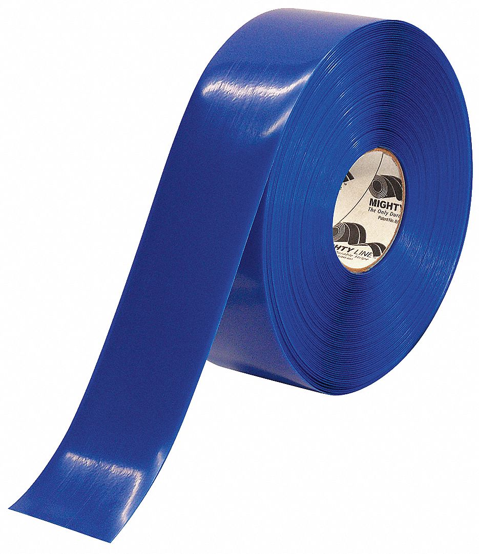MIGHTY LINE Industrial Floor Tape, Pattern Solid, Blue, Width 3 in