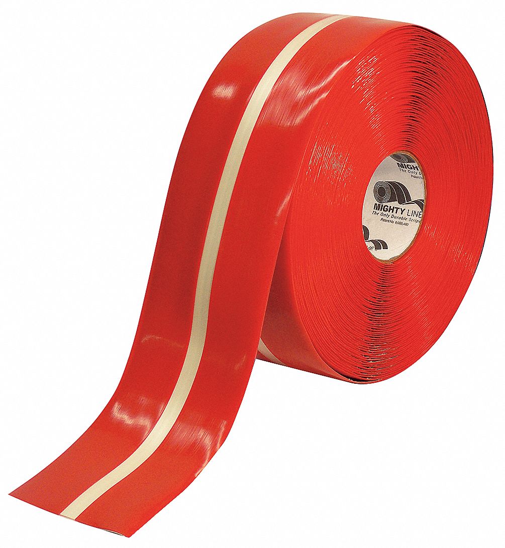 MIGHTY LINE Industrial Floor Tape, Solid with Fluorescent Center Line