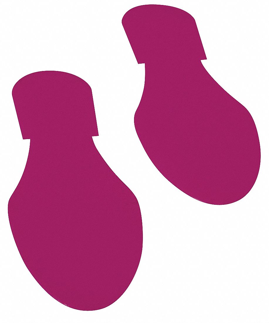 Floor Marking Tape: Footprint, Solid, Purple, No Legend, 3 1/2 in x 9 1/2 in, 50 mil Tape Thick