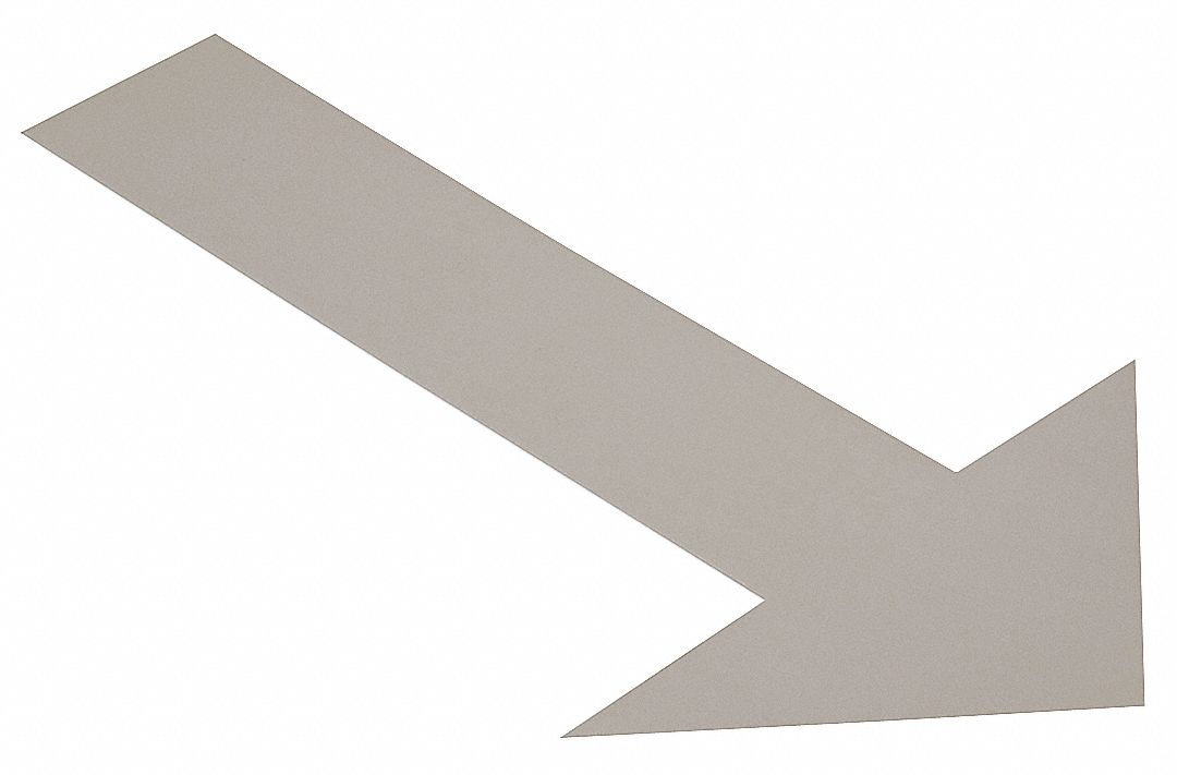 Floor Marking Tape: Arrow, Solid, Gray, No Legend, 6 in x 10 in, 50 mil Tape Thick, Mighty Line®