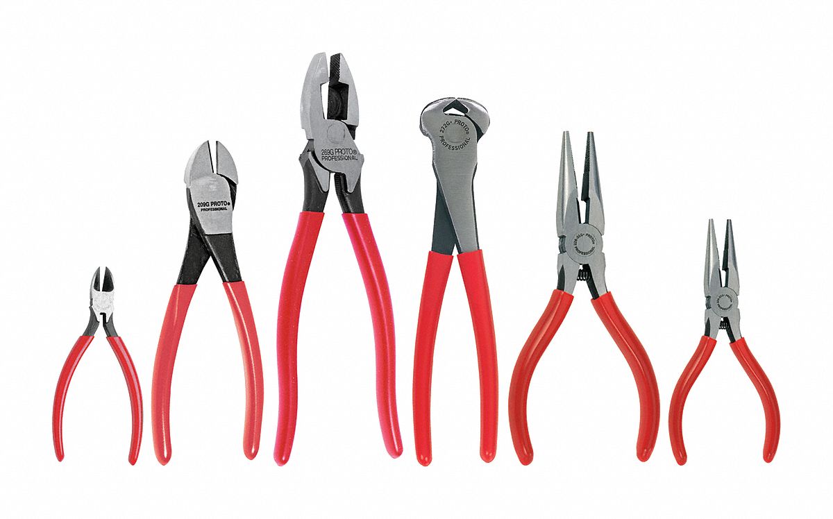 6 Pliers, Spring Return, Pliers Set - 20PG84|J201GS - Grainger