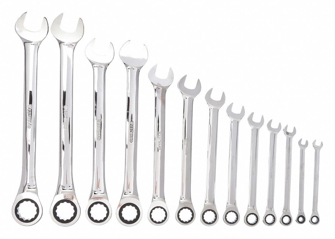 WESTWARD, Alloy Steel, Mirror, Combination Wrench Set 20PH0520PH05