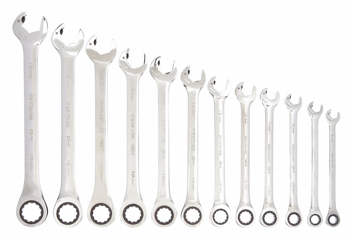 WESTWARD, Alloy Steel, Chrome, Combination Wrench Set - 20PH18|20PH18 ...