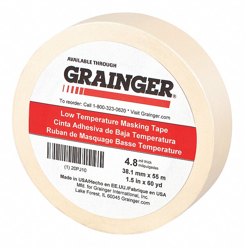 Grainger 20PJ10 Paper Masking Tape Adhesive Tan 1-1/2" X 60 yd Qty 24 