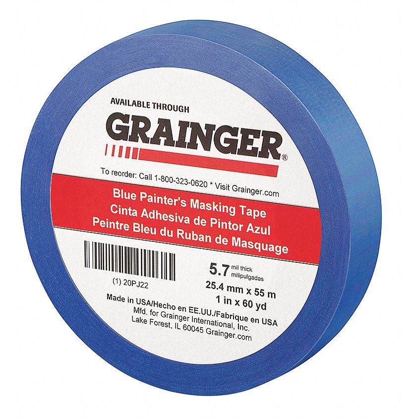 PAINTER'S TAPE, 1 IN X 60 YD, 5.7 MIL, RUBBER ADHESIVE, INDOOR/OUTDOOR, 50 °  TO 200 ° F, BLUE