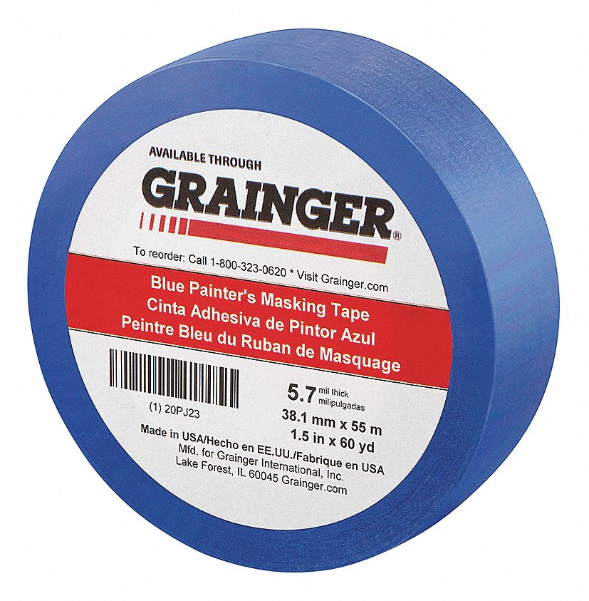PAINTER'S TAPE, 1½ IN X 60 YD, 5.7 MIL, RUBBER ADHESIVE, INDOOR/OUTDOOR, 50 °  TO 200 ° F