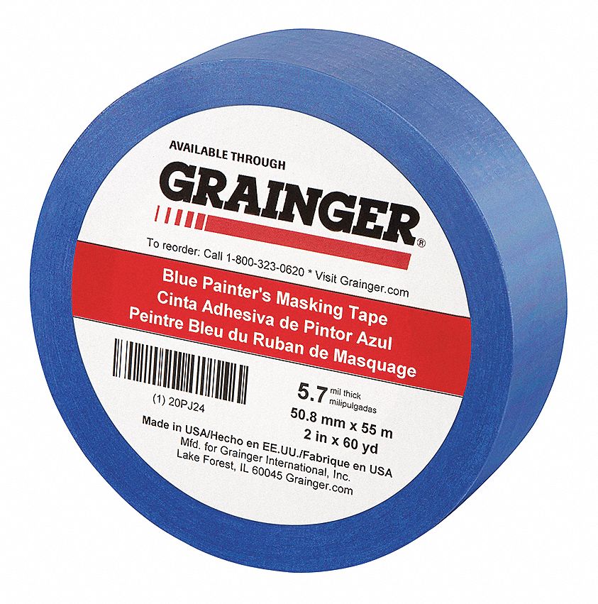 PAINTER'S TAPE, 2 IN X 60 YD, 5.7 MIL, RUBBER ADHESIVE, INDOOR/OUTDOOR, 50 °  TO 200 ° F, BLUE